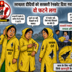 हद होगे संगी महिला एवं बाल विकास विभाग के कभू लुगरा ता कभू रेनकोट सब डूबली केट एके दारी पहिरे मा चिराय लगिस